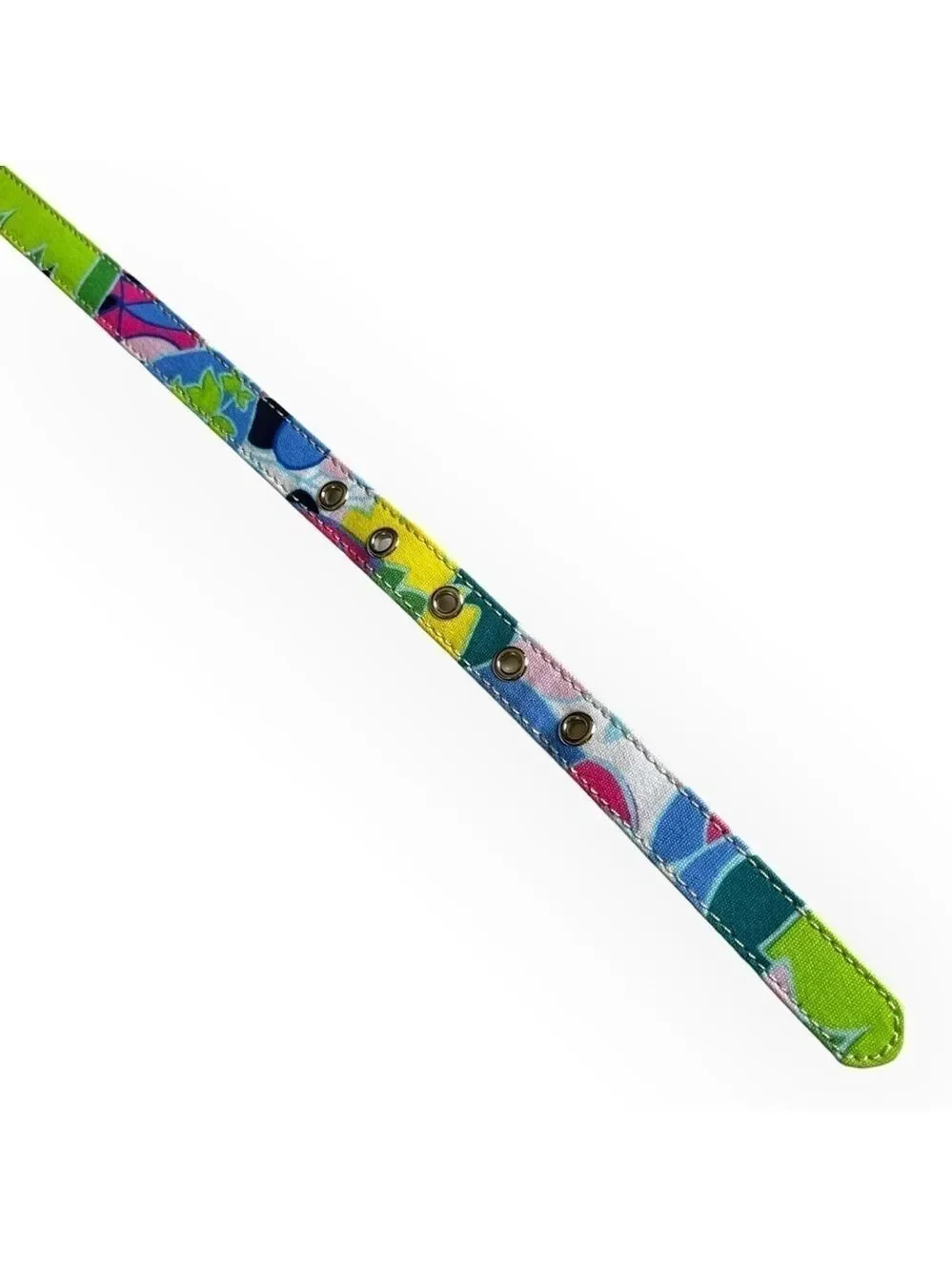 Y2K Talbots Floral Thin Belt Bamboo O ring Buckle Vibrant Colors Cotton Belt S